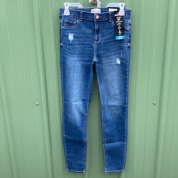 Girls Destructed Super Skinny Jean Pants & Elastic Waist Top 2-Piece Set Size 18 - Picture 4 of 13